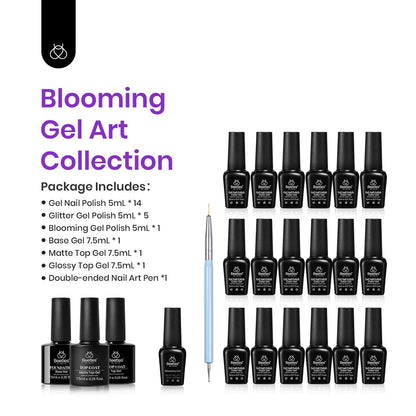 beetles Gel Polish Set - 23Pcs Macaroon Color Gel Nail Kit with Glossy Matte Top Coat Base Coat Yellow Pink White Purple Blue Glitter Bright Uv Nails Paradise Pastel Gel Halloween Gifts for Women