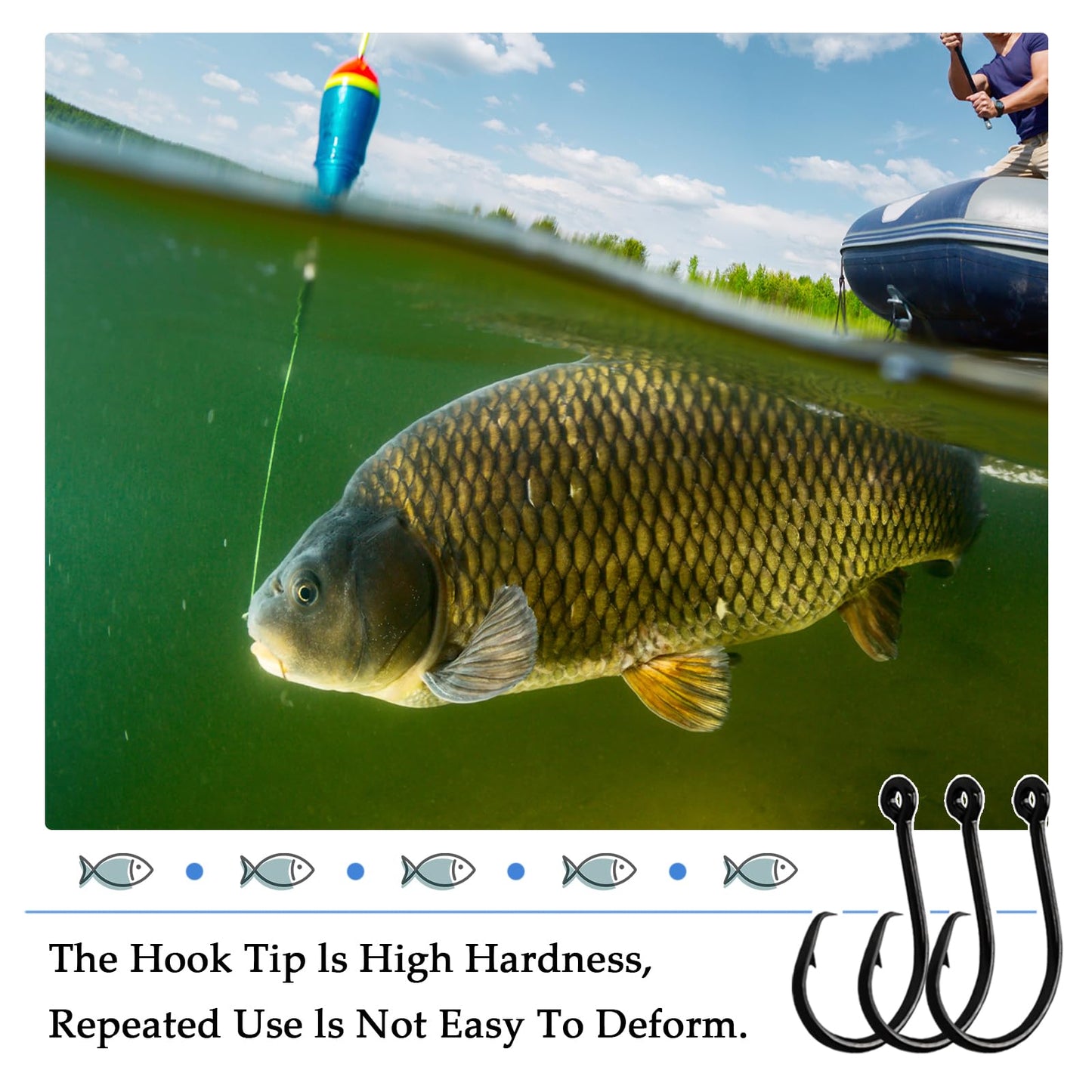 10PCS High-Carbon Steel Circle Hooks Barbed Fishing Hooks with Holes, Freshwater and Saltwater Fishing Hooks for Tuna, Catfish, Bass (#4)