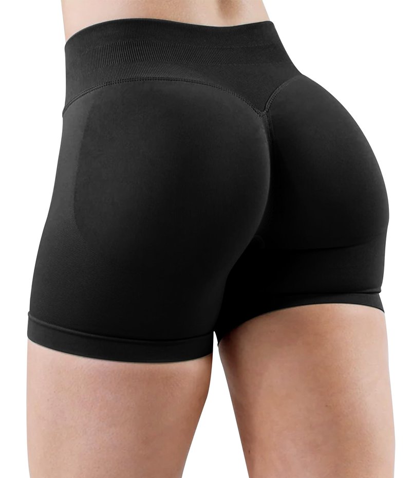 Unthewe Womens Workout Seamless Scrunch Butt Lifting Shorts High Waisted Tummy Control Gym Yoga Shorts(U516-Black-M)