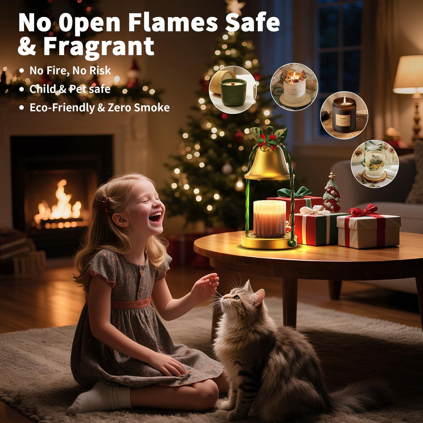 WYghyronic Candle Warmer Lamp with Timer & Dimmable 4-Level Brightness - Adjustable Height,for New Home Bedroom, Gifts for Women (Christmas)