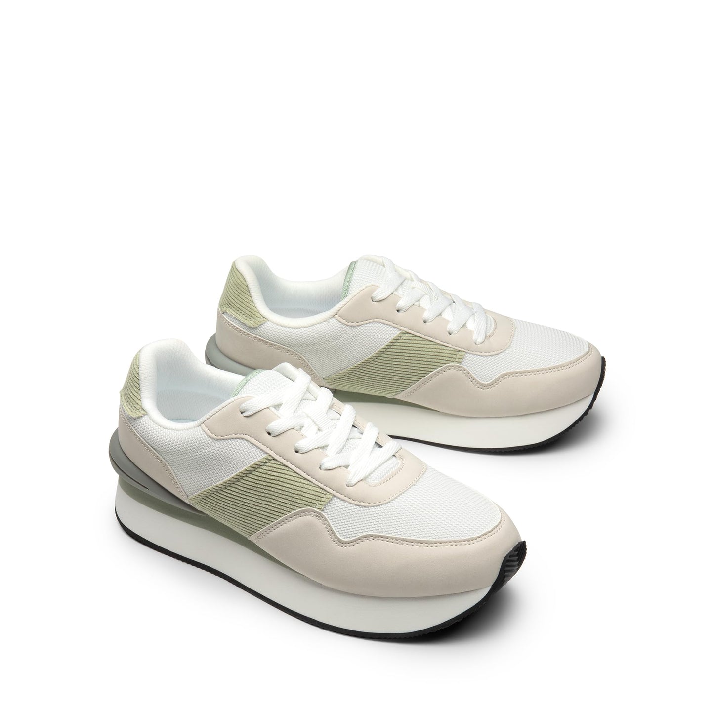 DREAM PAIRS Women Sneakers Tennis Ray Walking Platform Chunky Comfortable Lightweight Lace Up Casual Fashion Sneaker,Size 11,Beige/White,SDFN2448W