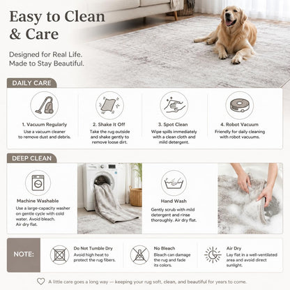 IGEMAEVE 8x10 Area Rug for Living Room Bedroom Washable, Modern Grey White Large Carpet Ultra Soft Faux Wool Retro Dining Room Non Slip & Non-Shedding Low Pile
