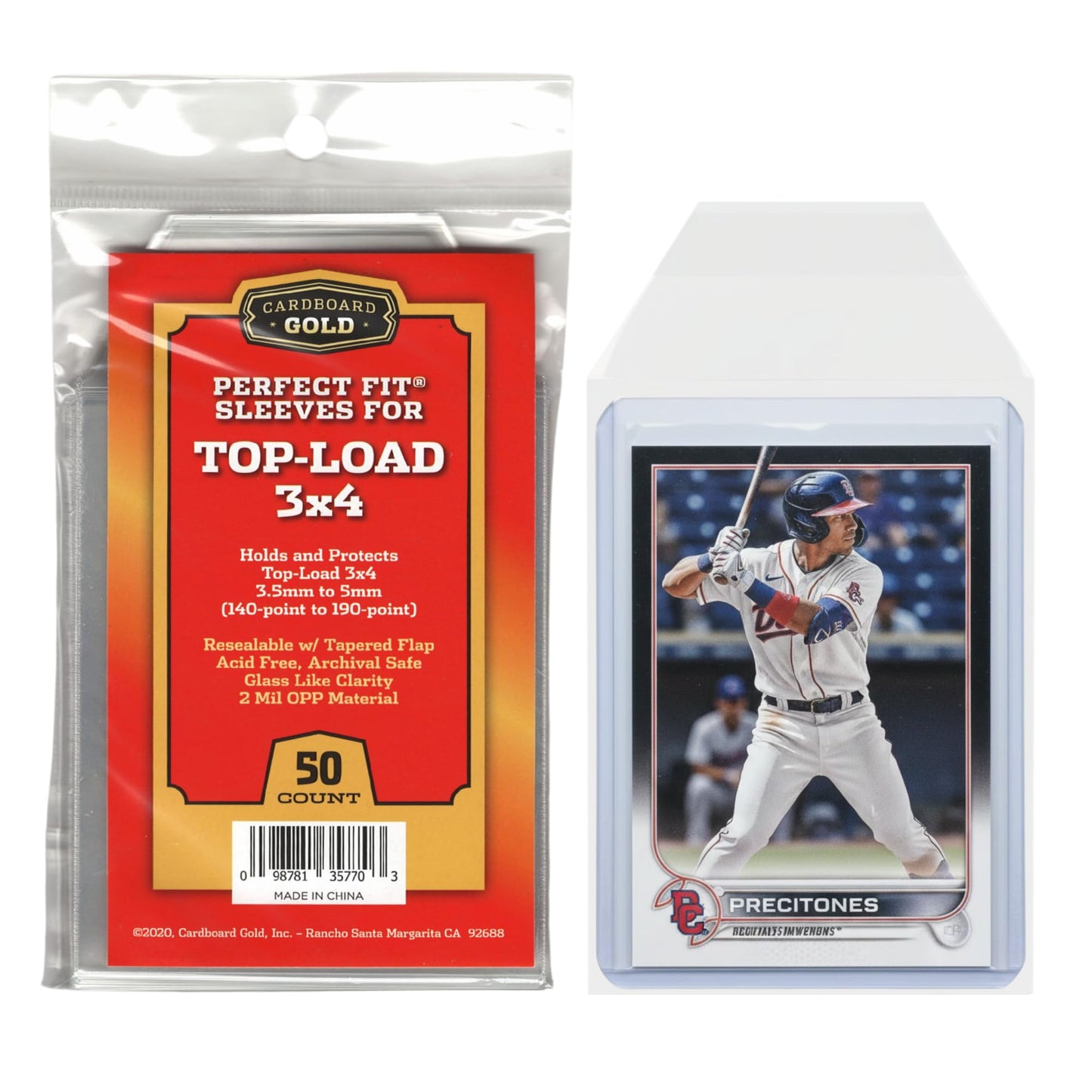 Cardboard Gold Toploader Sleeves - Ultimate Protection Resealable Snug Fit Top Loader Sleeves - Acid Free Archival Safe - Holds Toploaders Securely (140pt-190pt Sleeves, 50 Toploader Sleeves)
