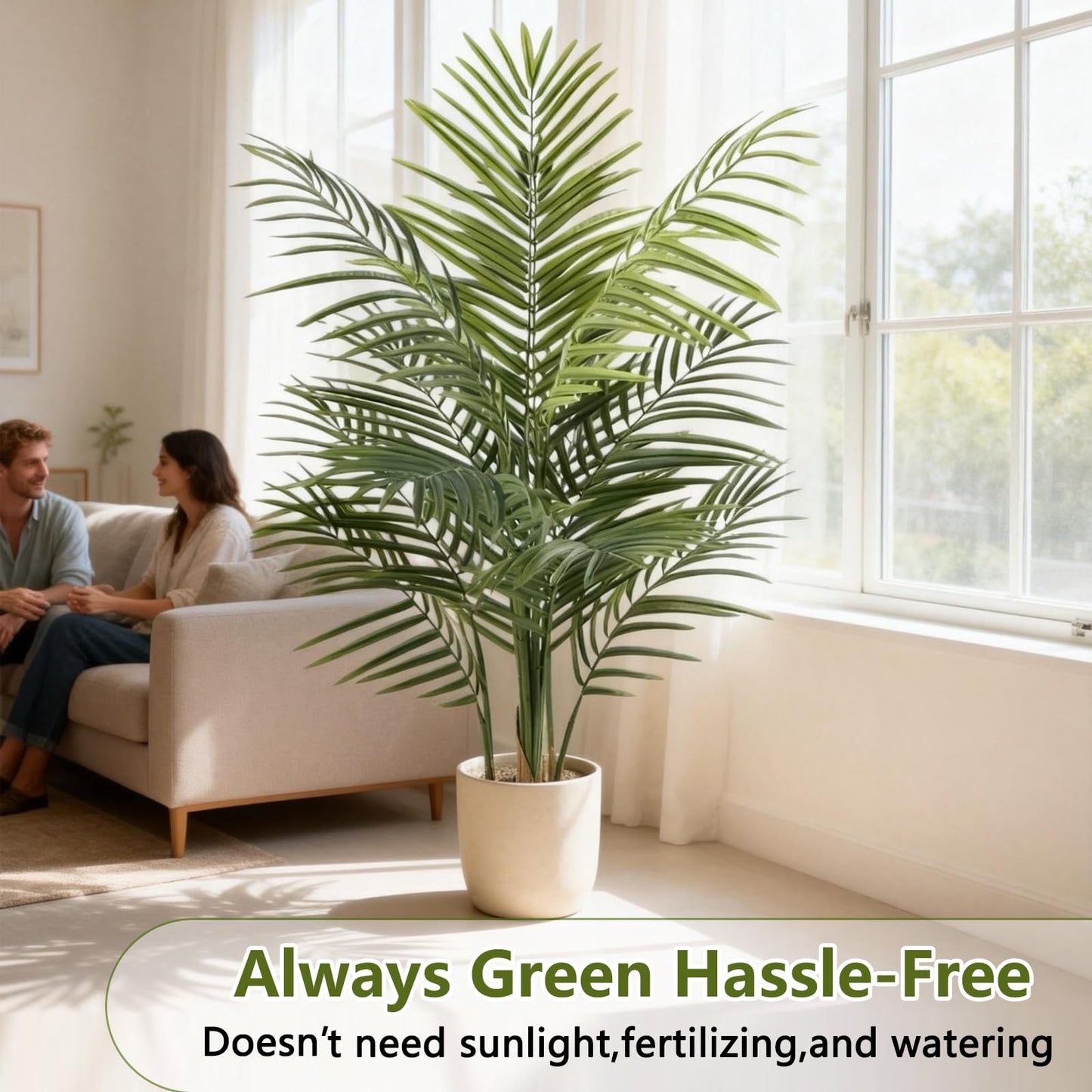AzureLeap Artificial Palm Tree Indoor 4ft, Large Fake Tropical Areca Palm Tree with 13 Trunks, Faux Dypsis Lutescens Floor Plant in Pot for Indoor Outdoor Home Office Decor & Housewarming Gift
