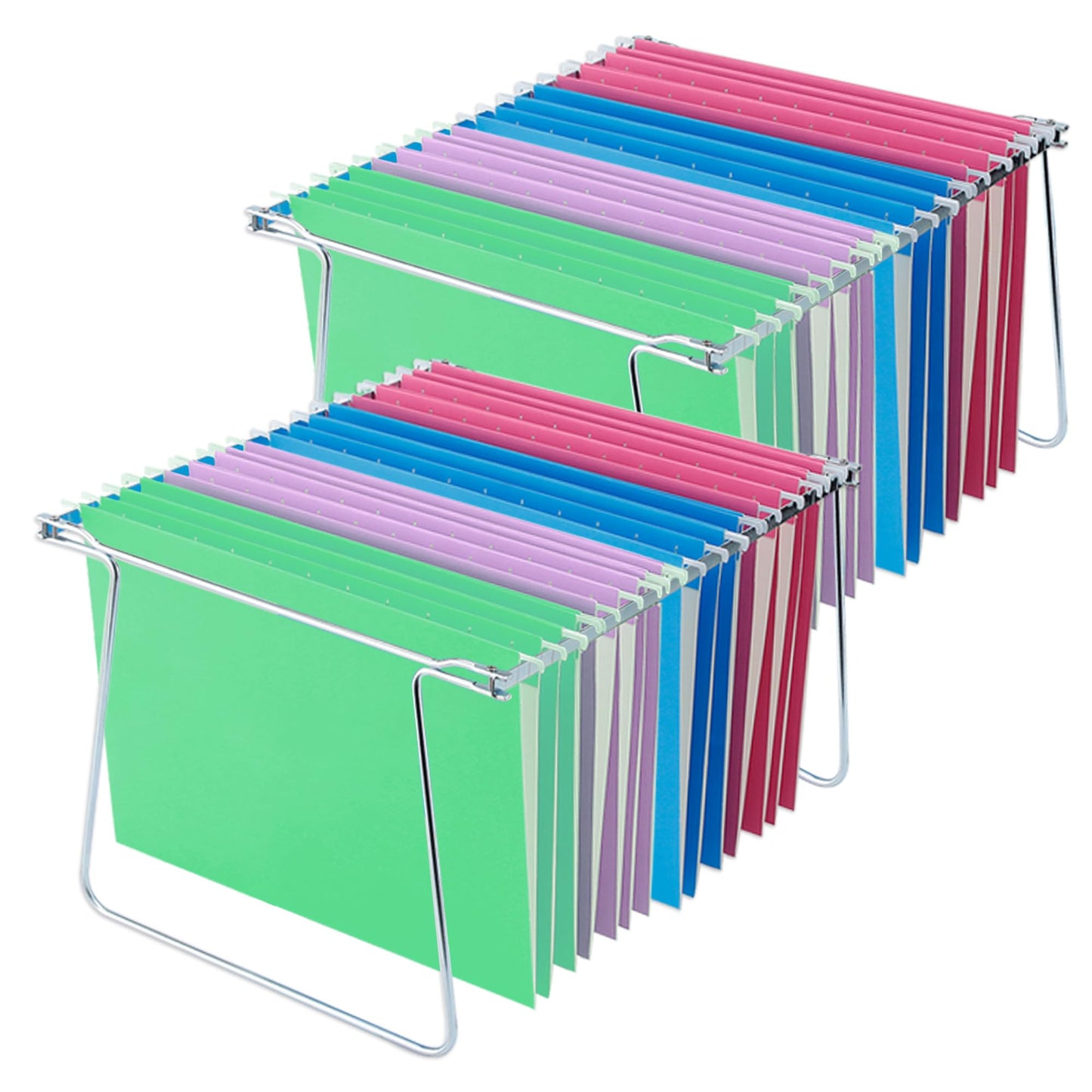 Heavy Duty Steel Hanging File Frame,Letter Size Hanging File Folder Frame,Adjustable Length 11" to 18",2 Packs(Without Folders)