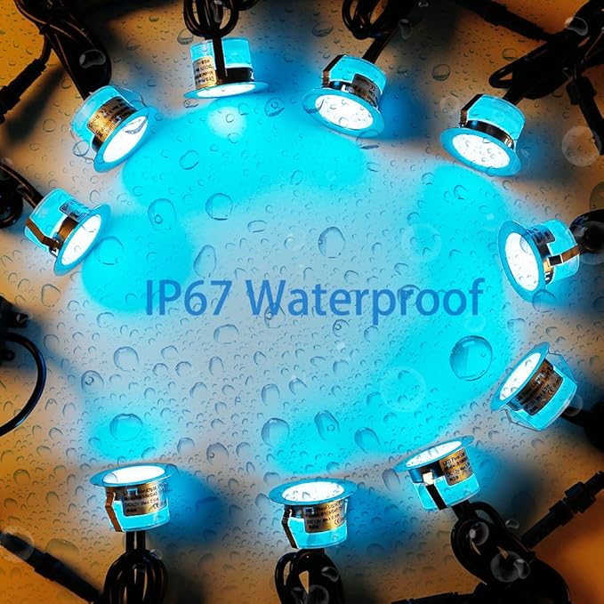 FVTLED Low Voltage Recessed RGBW Deck Light, 10pcs Φ1.22 RGB & Warm White Stainless Steel Waterproof Outdoor Step Lighting In-ground Landscape Pathway Patio Stair Decor Lamp, Black
