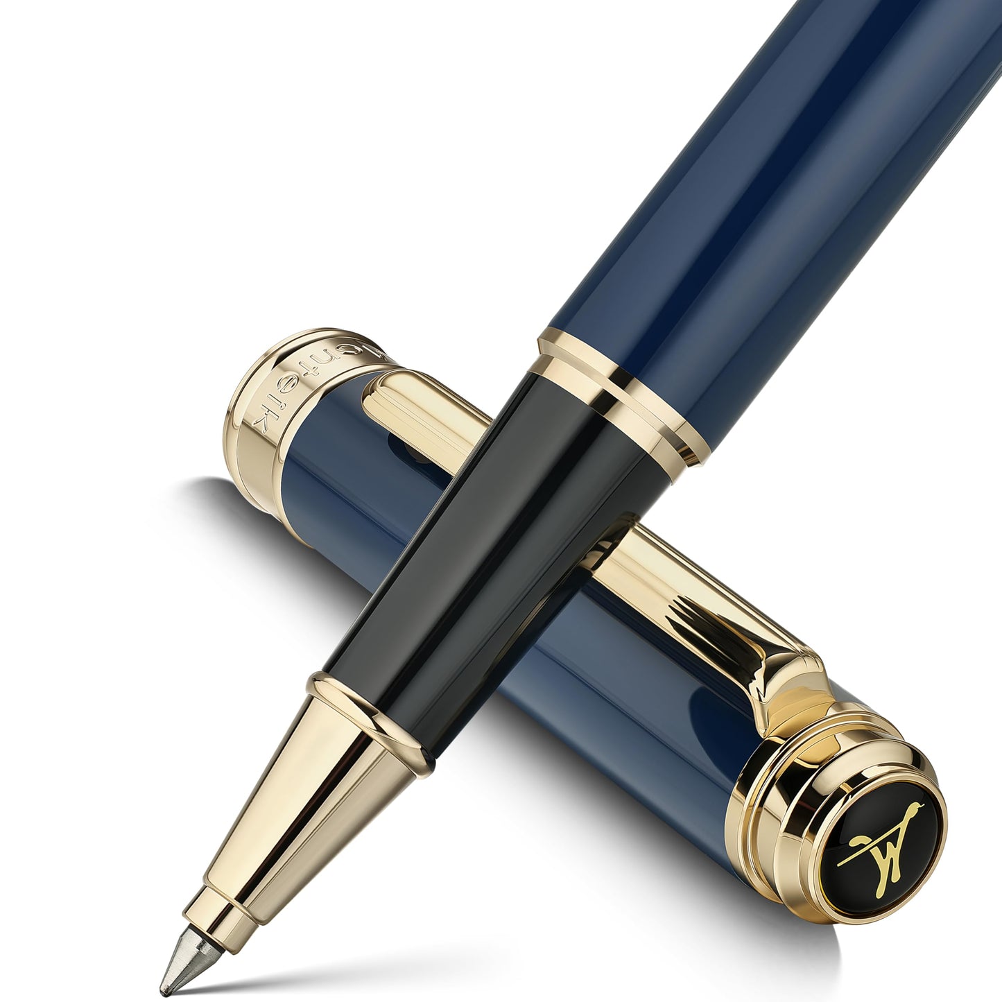 MCNTEIK 317 Rollerball - Stunning Luxury Blue Lacquer Pen with 24K Gold Finish, Schmidt Black Ink Refill, Fancy Gift Set for Men & Women, Professional, Graduation Executive Office, Nice Classic Pens