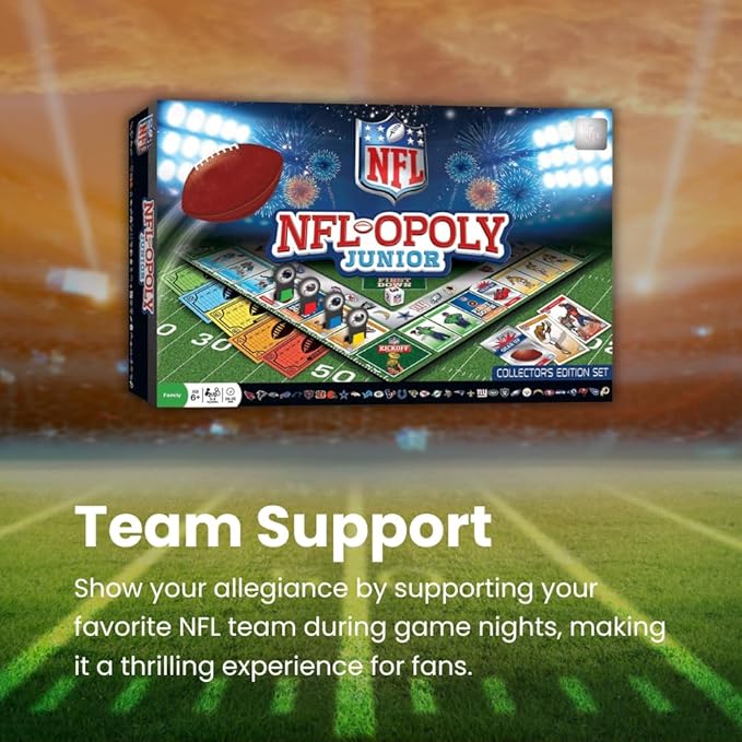 MasterPieces Kids &amp Family Board Games - NFL Opoly Jr. - Officially Licensed Board Games for Kids &amp Family