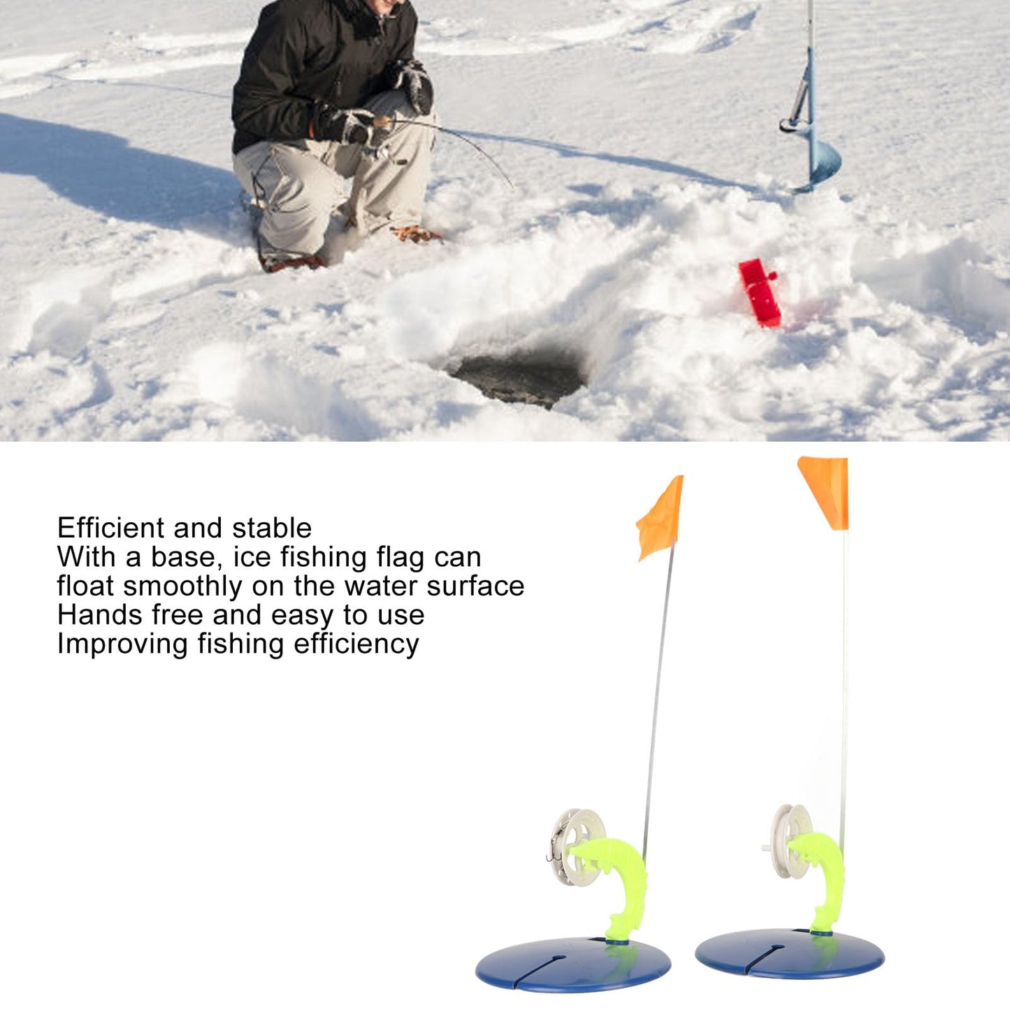 RiToEasySports 6 Set Ice Fishing Tip Ups with Storage Bag - Tip Up Flag Indicators for Winter Fishing
