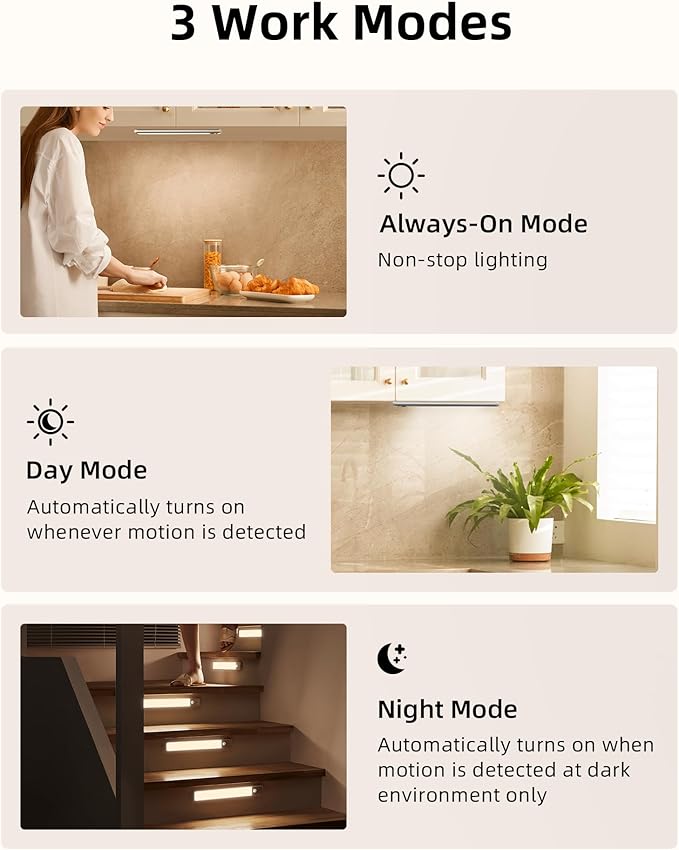 EZVALO Under Cabinet Lights, LED Closet Lights Wireless USB Charging, Motion Sensor Lighting Indoor 3500K Dimmable with Remote Control (Warm) 5 Pack