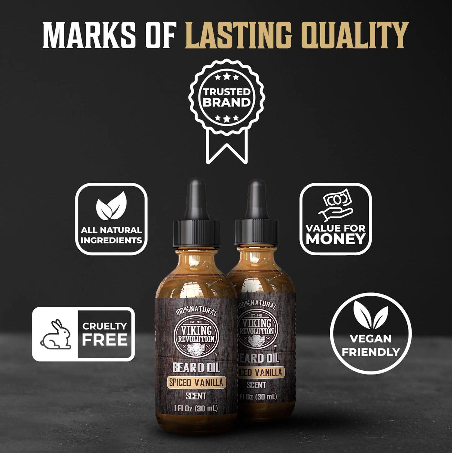 Viking Revolution Sandalwood Beard Oil for Men - Natural Mens Beard Oil with Argan Oil and Jojoba Oil - Beard Softener, Strengthens and Moisturizes - Beard Conditioner for Men (Sandalwood, 1 Pack)