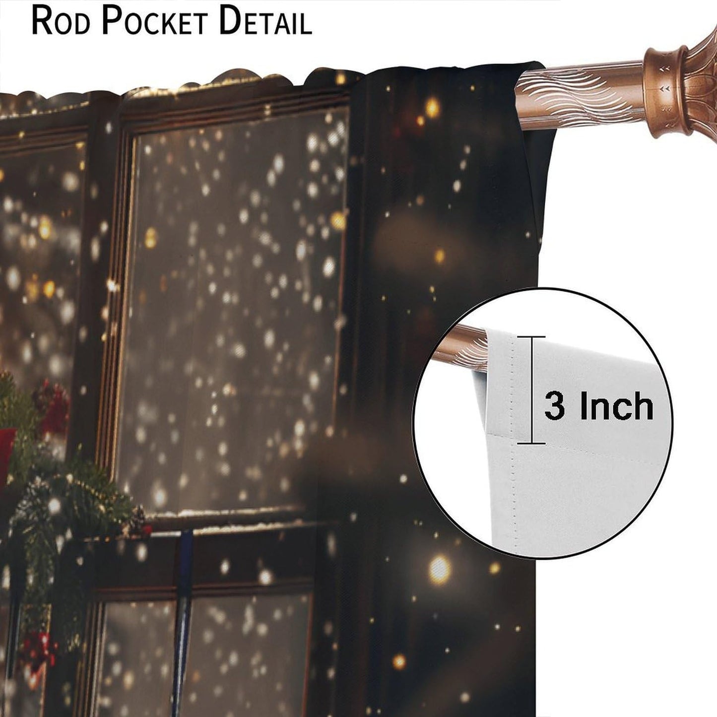 Merry Christmas Curtains Happy New Year Christmas Tree Snowflake for Living Room Bedroom Blackout Decor Window Drapes 52" W X 84" L