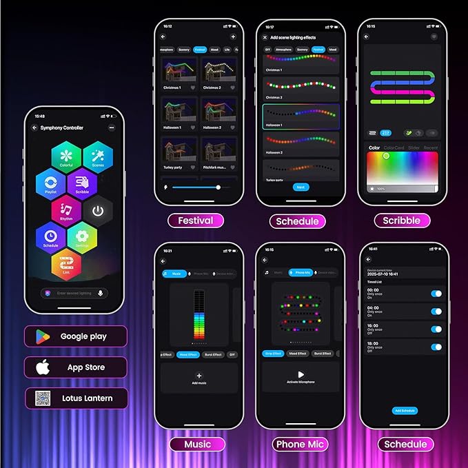 ISOPHO Permanent Outdoor Lights, RGB Smart String Light with 75 Scene Modes, Eaves LED Lights 50ft, Waterproof IP67, Suitable for All Holidays, Parties, Halloween, Christmas, App and Remote Control