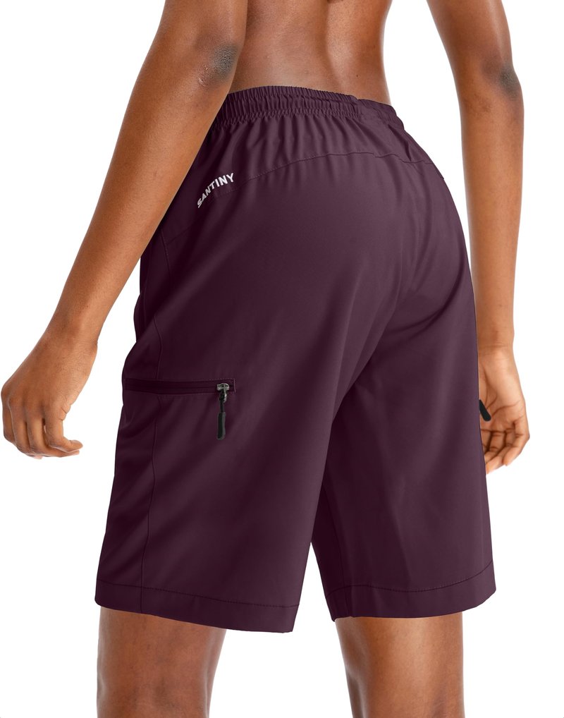 SANTINY Women's 5''/ 7''/9'' Hiking Cargo Shorts Quick Dry Lightweight Summer Shorts for Women Athletic Zipper Pockets(Dusty Purple_XXL)