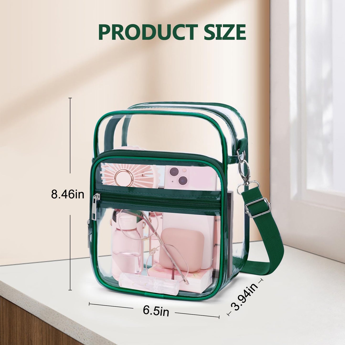 Blvornl Clear Crossbody Bag with Adjustable Shoulder Strap, Stadium Approved PVC Purse Bag, Messenger Bag