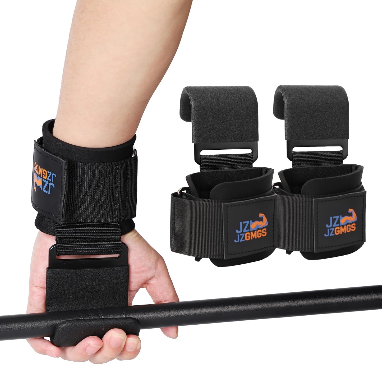 Weight Lifting Hooks (Pair), Heavy Duty Wrist Straps for Weightlifting, Hand Grip Support Lifting Hooks for Weight Lifting, Deadlifts, Pull Ups, Rows & Shrugs