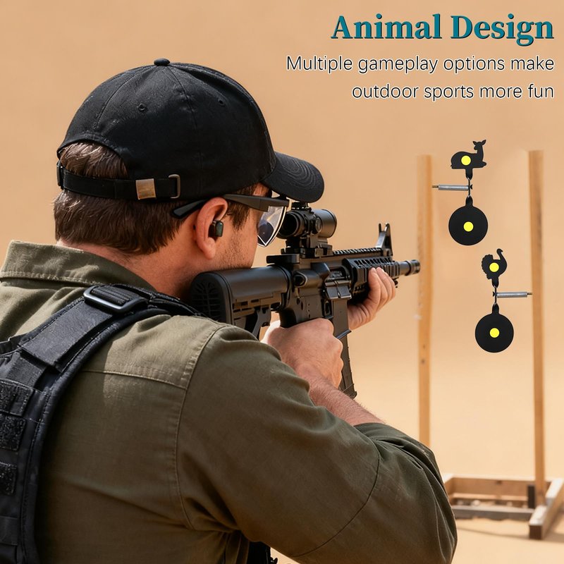 4-Pack Spinner Shooting Targets Auto Reset Steel Resetting Gun Target Heavy Metal Steel Spinning Target for Shooting (Animals - Group 1)