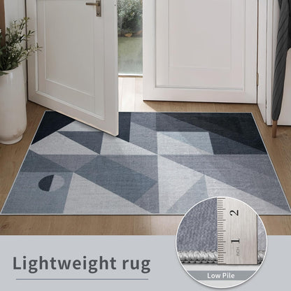 SERISSA Modern Abstract Gray Rug for Living Room, 8'x10' Machine Washable Soft Area Rug Non-Slip Rug, Low-Pile Contemporary Indoor Dining Floor Carpet for Bedroom Office Under Table Home Decor