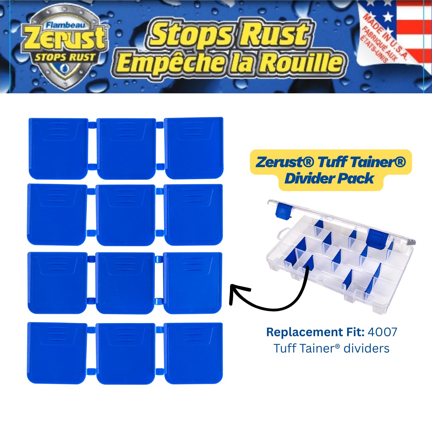 Flambeau Outdoors 4715ZP Tuff Tainer Zerust Replacement Dividers, Fits 4007s, Dry Box Accessories, 12 Pack