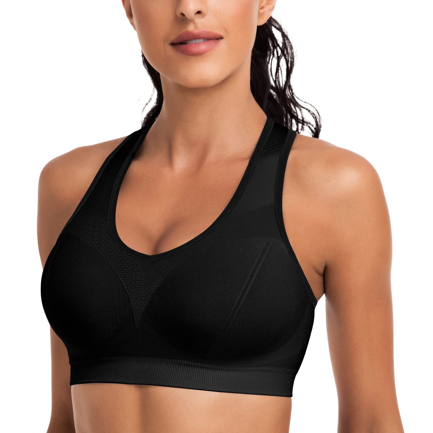 Racerback Sports Bras for Women with Pads - High Impact Athletic Tank Tops for Yoga and Workout Brassieres Bra