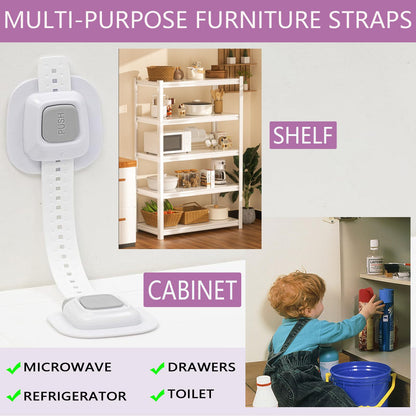 NestGuard No Drill Furniture Anchor, Adjustable Strap, 2 Packs