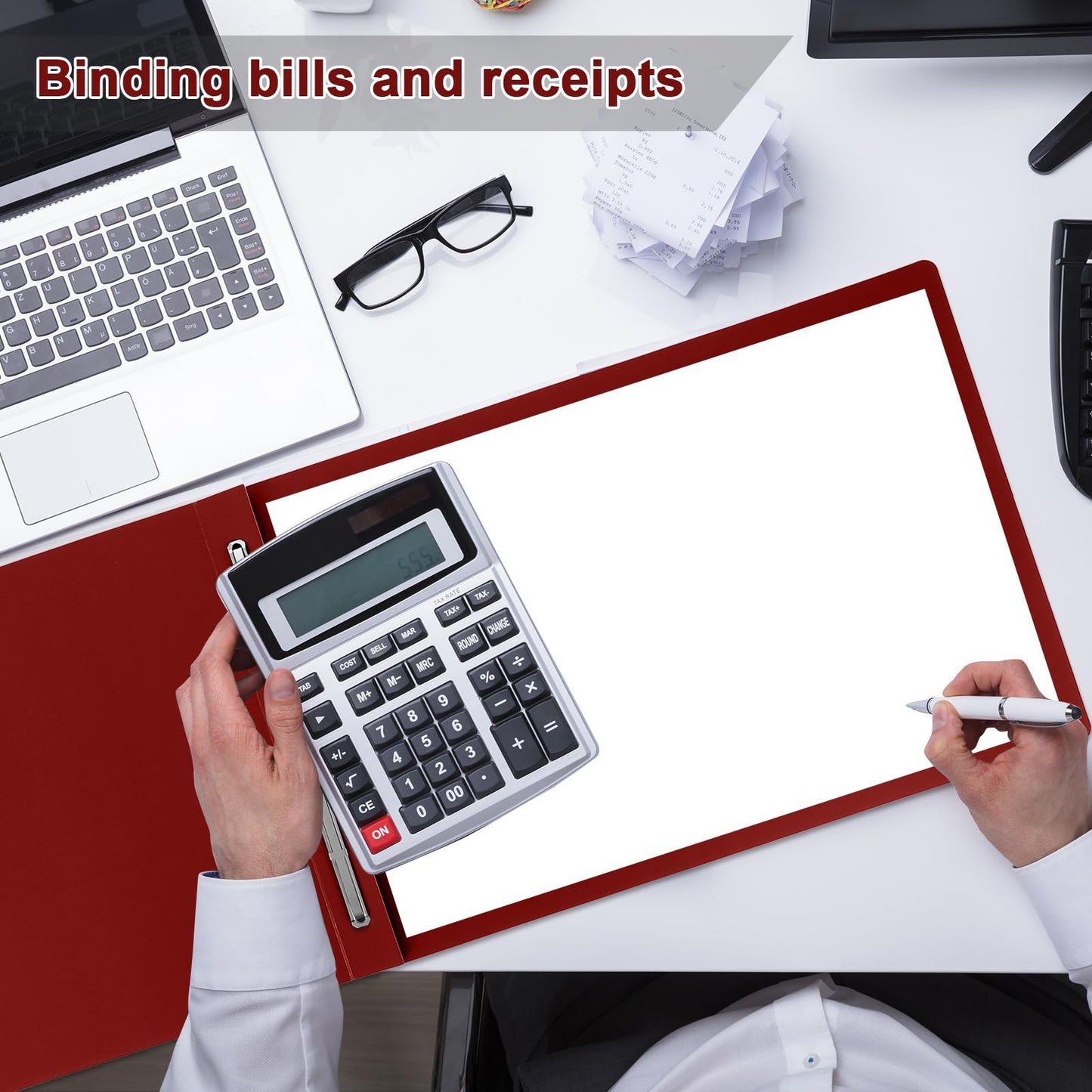 gisgfim 40 Pcs 11'' x 17'' Pressboard Report Cover 3" Capacity Metal Prong Paper Fastener with Compressor Presentation Binder Folder to Neatly Bind Reports Proposals Transcripts Document (Red)
