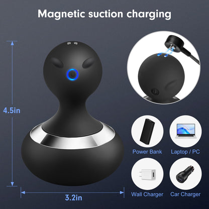 Cordless Electric Massager with 10 Powerful Vibrations, Rechargeable Handheld Neck Massager (Black)