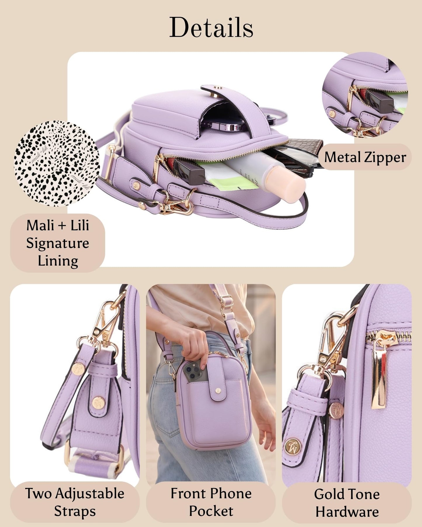 Mali+Lili Gail Vegan Leather Multi Compartment Crossbody Bag - Lavender