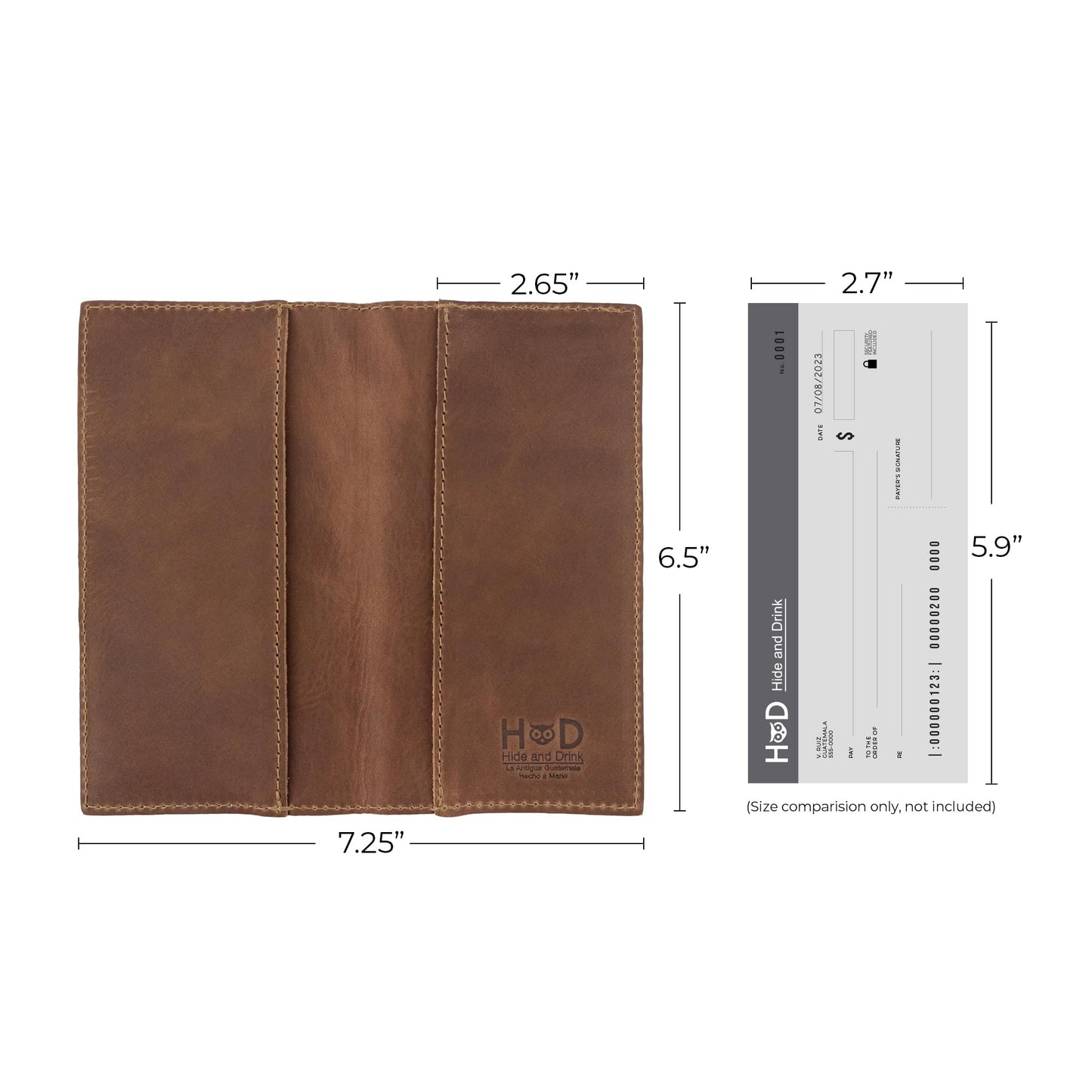 Hide & Drink, Checkbook Cover, Minimalist Organizer for Personal or Business Finances, Bill Holder, Full Grain Leather, Handmade, Single Malt Mahogany