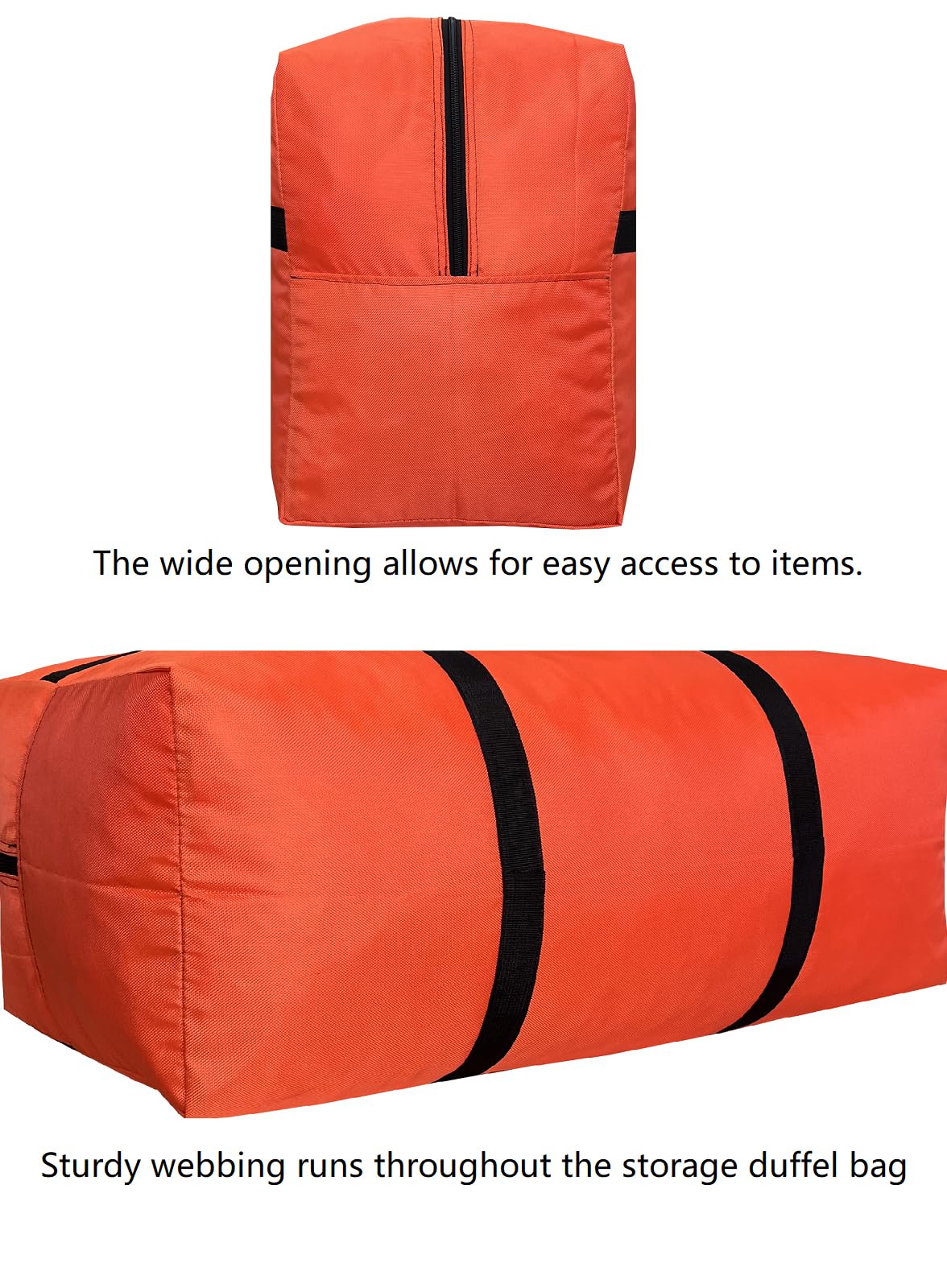 DoYiKe Extra Large Storage Duffle Bag with Zippers and Handles, Orange Big Foldable Duffle Bag for Travel-130L