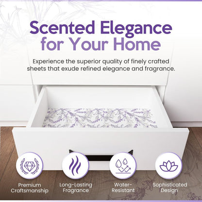 Lavender Scented Drawer Liners for Dresser Drawers (10 Large Sheets, 19.7" x 14.4") - Non Adhesive Drawer Paper Liner for Bedroom Dresser & Closet Shelves by Linda’s Essentials