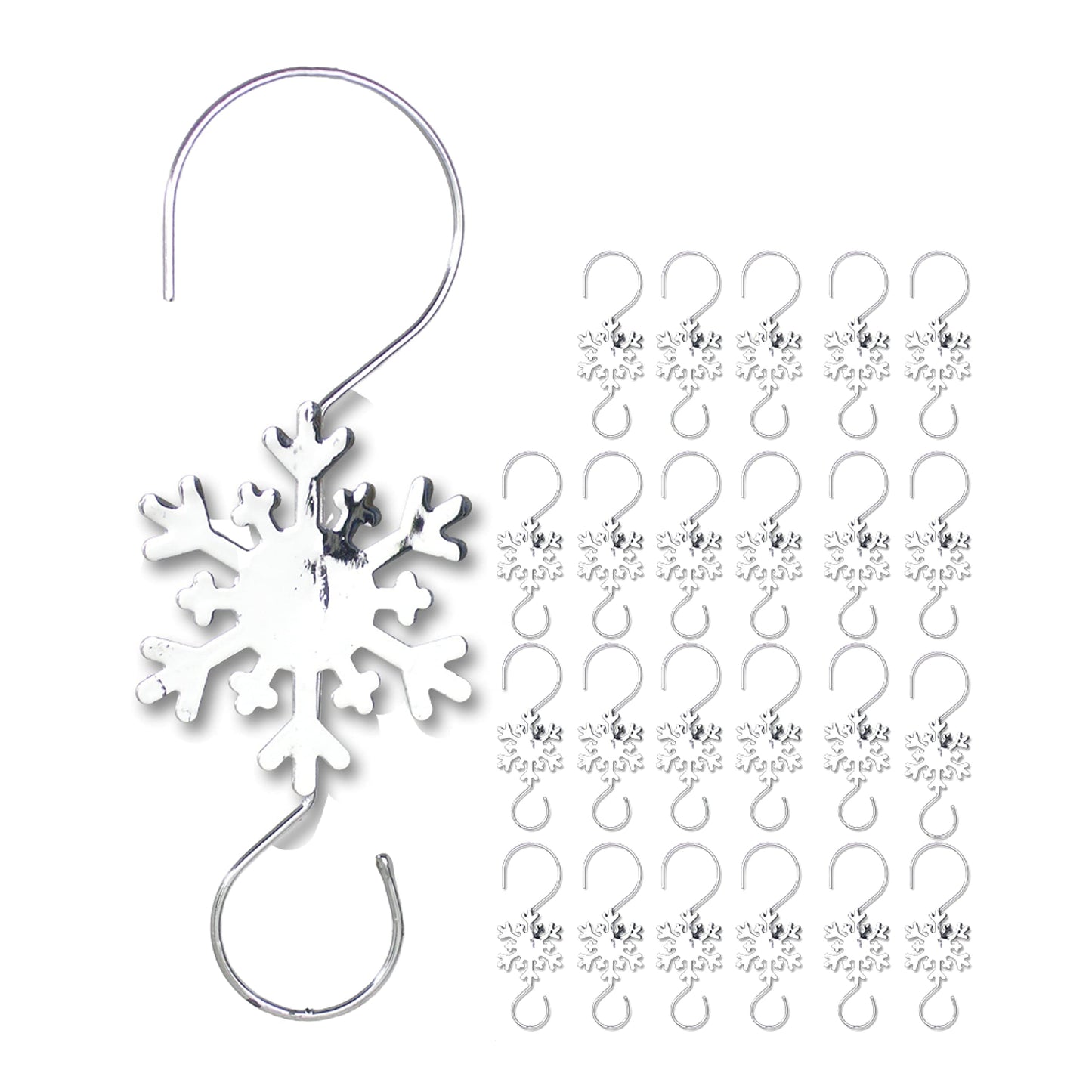 BANBERRY DESIGNS Snowflake Christmas Ornament Hooks - Wire Snowflake Hangers - Crafting - Christmas Accessories - 24 Pack - 3.5" x 1.5"