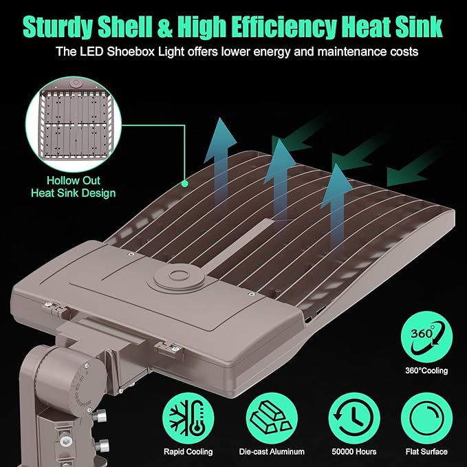 BBESTLED 480 Volt LED Parking Lot Light 240W LED Shoebox Parking Pole Lights with Slip Fitter, 33600LM 5000K IP65 DLC Listed Stadium Flood Light for Street Industries Roadways (277-480VAC Input)