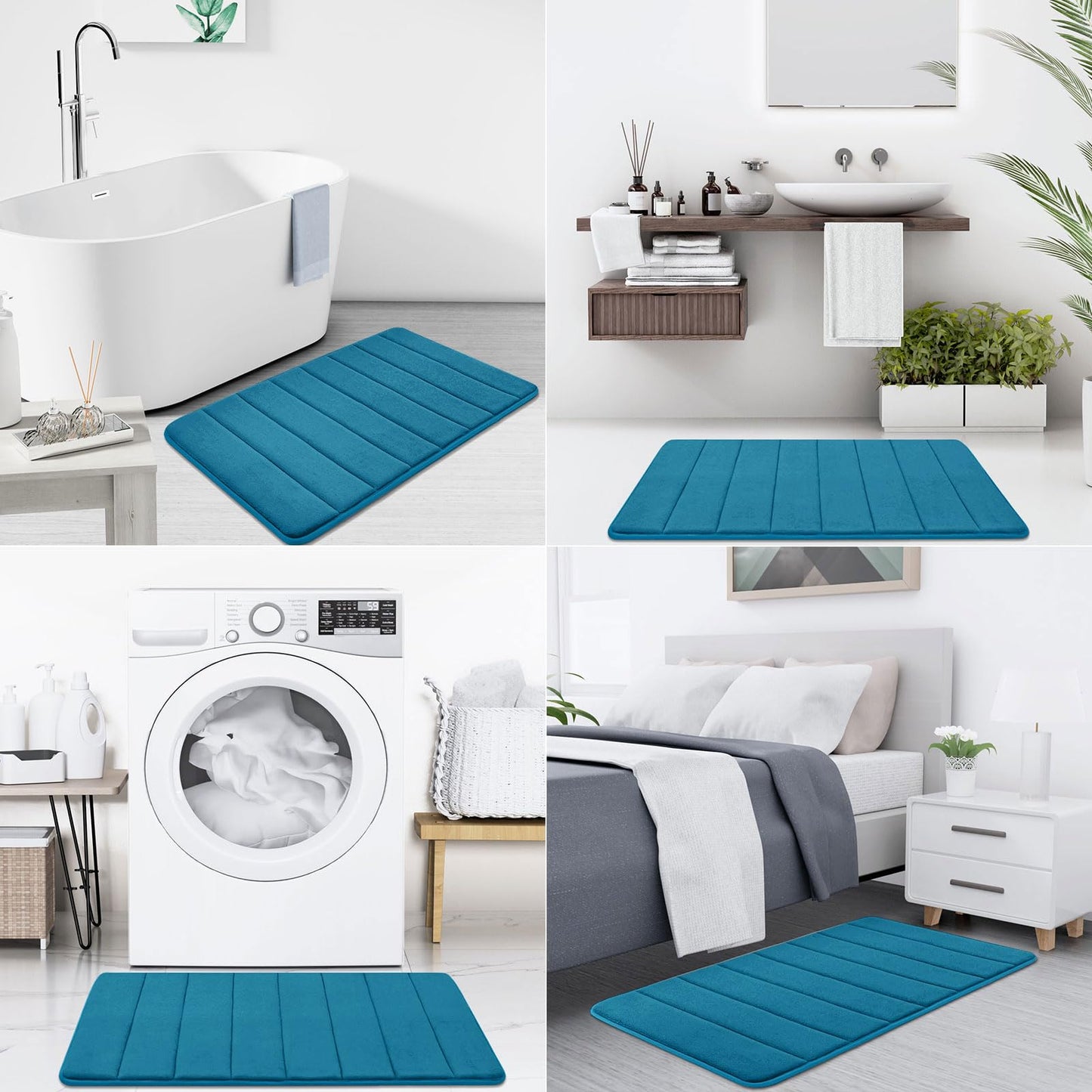 Buganda Memory Foam Bath Mat, 30" x 20", Ultra Soft and Non-Slip Bathroom Rugs, Water Absorbent and Machine Washable Bath Rug for Bathroom, Shower, and Tub, Peacock Blue