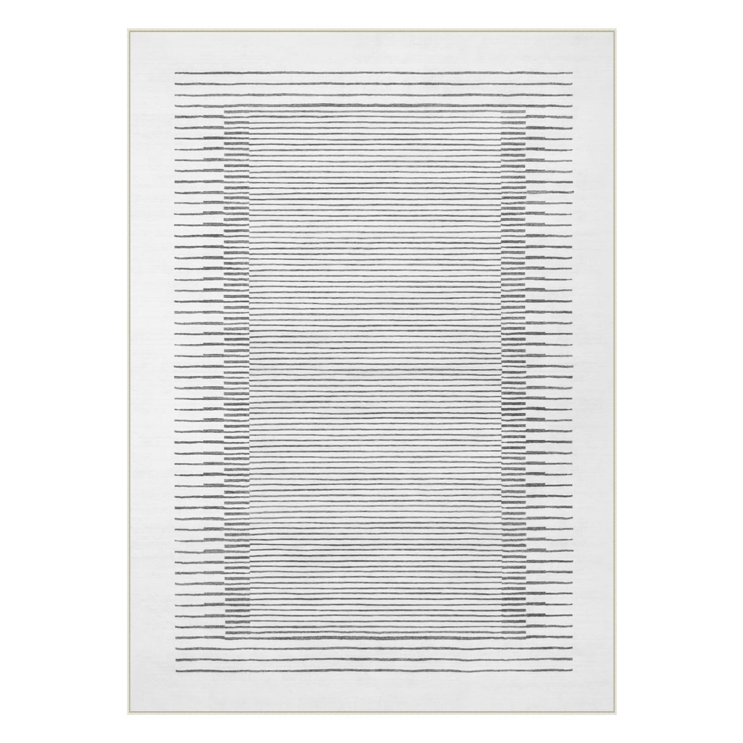 Wonnitar 5x7 Washable Striped Living Room Area Rug, Non-Slip Grey Boho Rugs for Bedroom, Low Pile Soft Minimalist Floor Carpets for Dining Room Home Office (Grey,5' x 7')