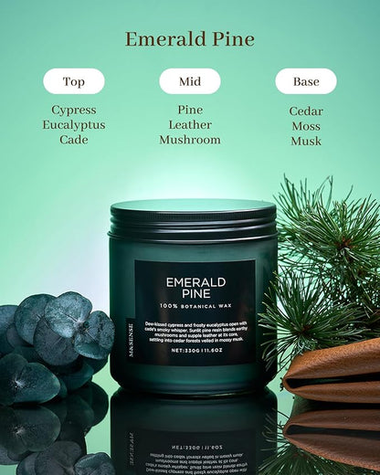 M&SENSE Pine Scented Candles Natural Soy Wax Clean Non Toxic 11.6oz 70 Hours Large Long Lasting Christmas Winter Scented 2 Wicks Candle Gift for Holiday & Family Friends Teachers