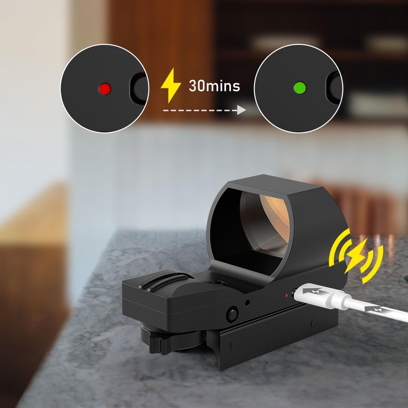 UUQ Rechargeable Reflex Sight,1x28x40mm Red Dot Optic with Charging Port,Multiple reticles,Compatible with Picatinny Rails,Supports Co-Witness