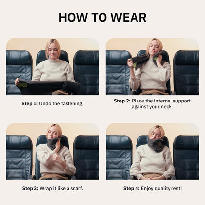 trtl Travel and Airplane Pillow - Real Sleeping Experience on Long Flights - Neck and Shoulder Support - Super-Soft, Lightweight, Easy-to-Carry, and Machine-Washable Flight Pillow - Grey