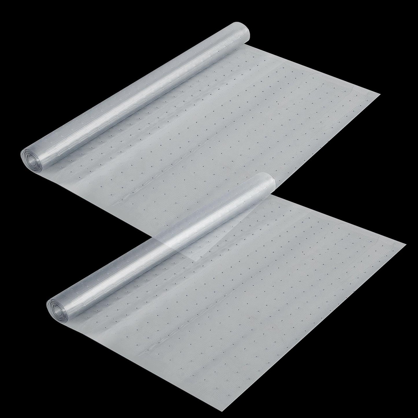 Tinideya 2 Rolls 27 in x 6 ft x 0.017 in Clear Plastic Floor Protector PVC Runner with Grippers Non Slip Stain Resistant Floor Mat Ribbed Covering for Carpet Rug High Traffic Hallway Entrance
