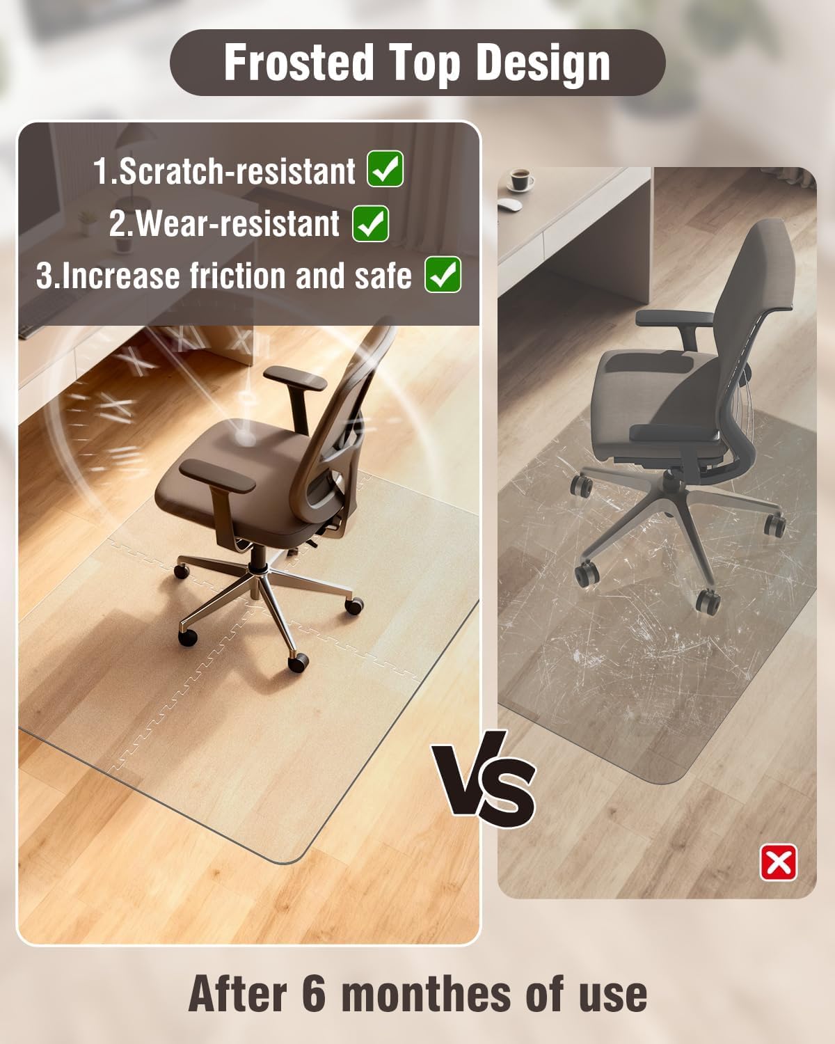 Blvornl Innovative Puzzle Chair Mat for Hardwood Floor, 36"*48" Hard Material Chair Mat, Heavy Duty Computer Chair Pad for Rolling Chairs, Desk Floor Rug for Office and Home