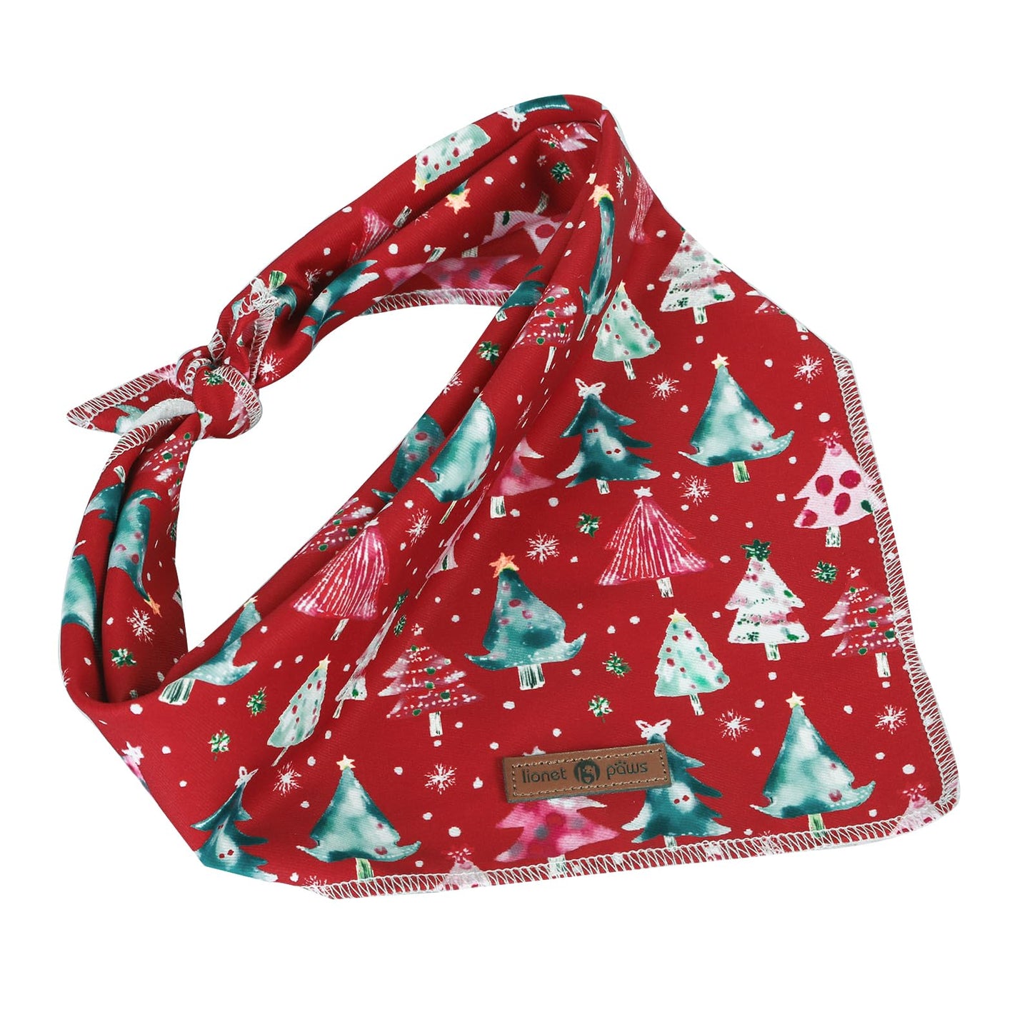lionet paws Christmas Dog Bandana,Christmas Tree Fabric Dogs Kerchief for Small Medium Dogs,Dog Cotton Red Triangle Bibs Scarf for Girl Boy