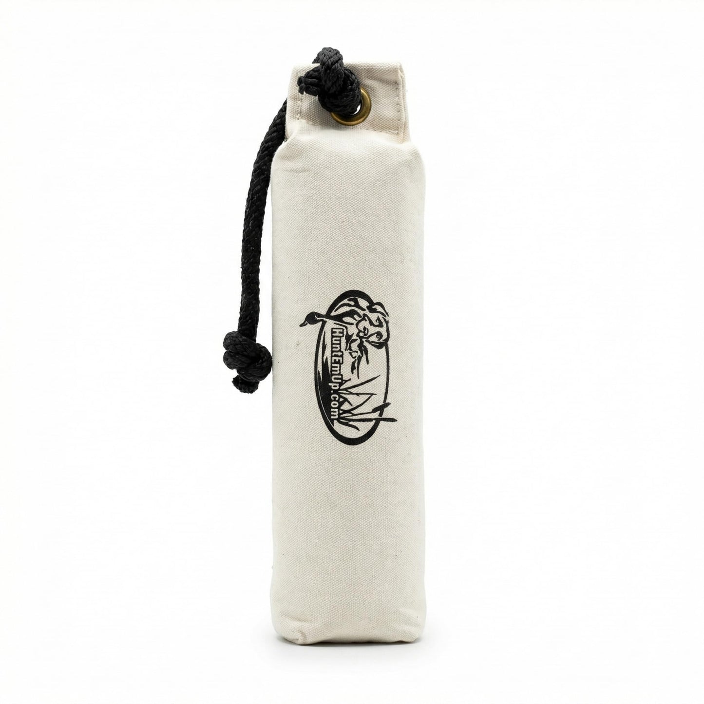 HuntEmUp 3" Canvas Dog Training Bumper – Retrieving Dummy for Retriever & Hunting Dog Training – Floating Water Dummy with Throw Rope – White (1 Pack)