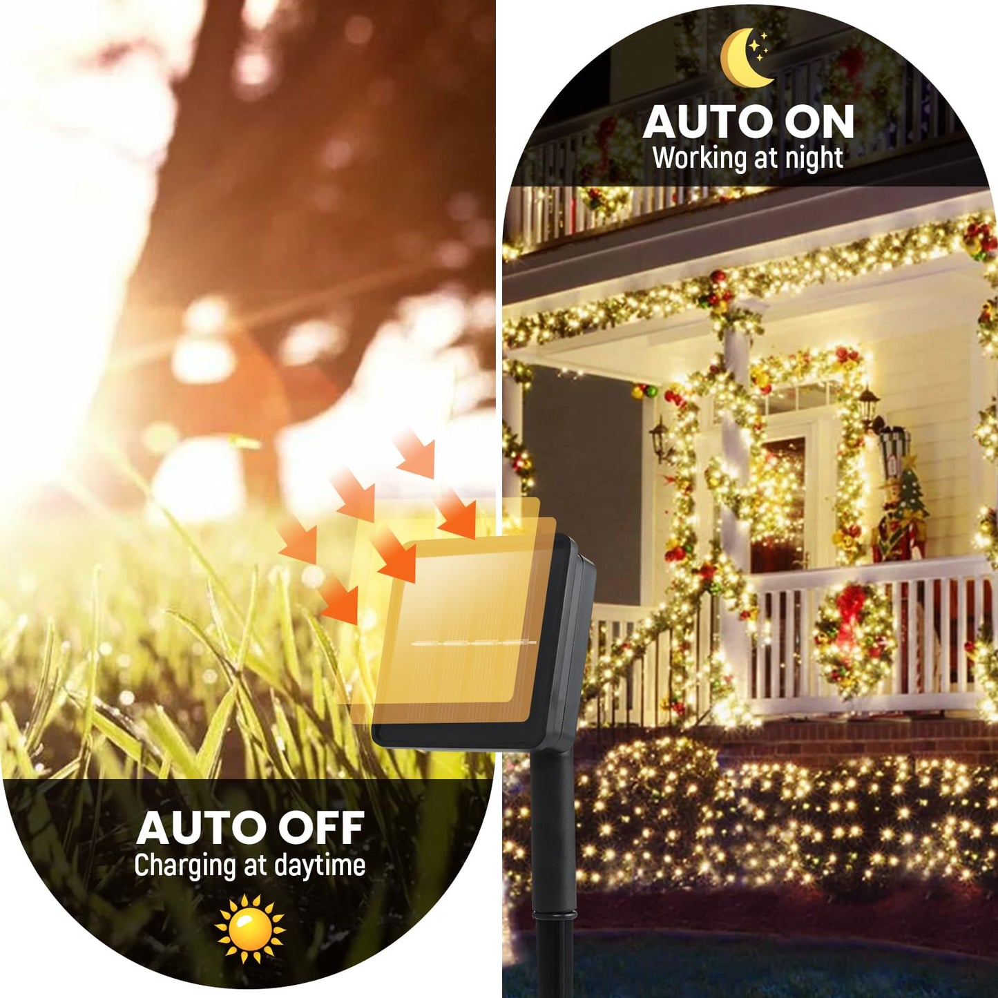 Dailyart Solar String Lights Outdoor 82FT 200 LED Warm White, Solar Fairy Lights Waterproof IP44 with 8 Lighting Modes & Auto On/Off, 600mAh Battery for Garden Patio Yard Trees