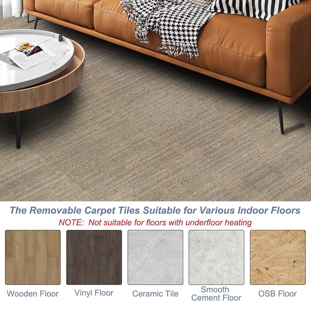 ALTRUISTIC Heavy Duty Bedroom Carpet Tiles, 24" x 24", Non-Slip Soft Commercial Square Floor Tile, 18 Pieces/72 sq ft, FlexLok Tabs Included, for Office Living Room Kitchen Basement Gym