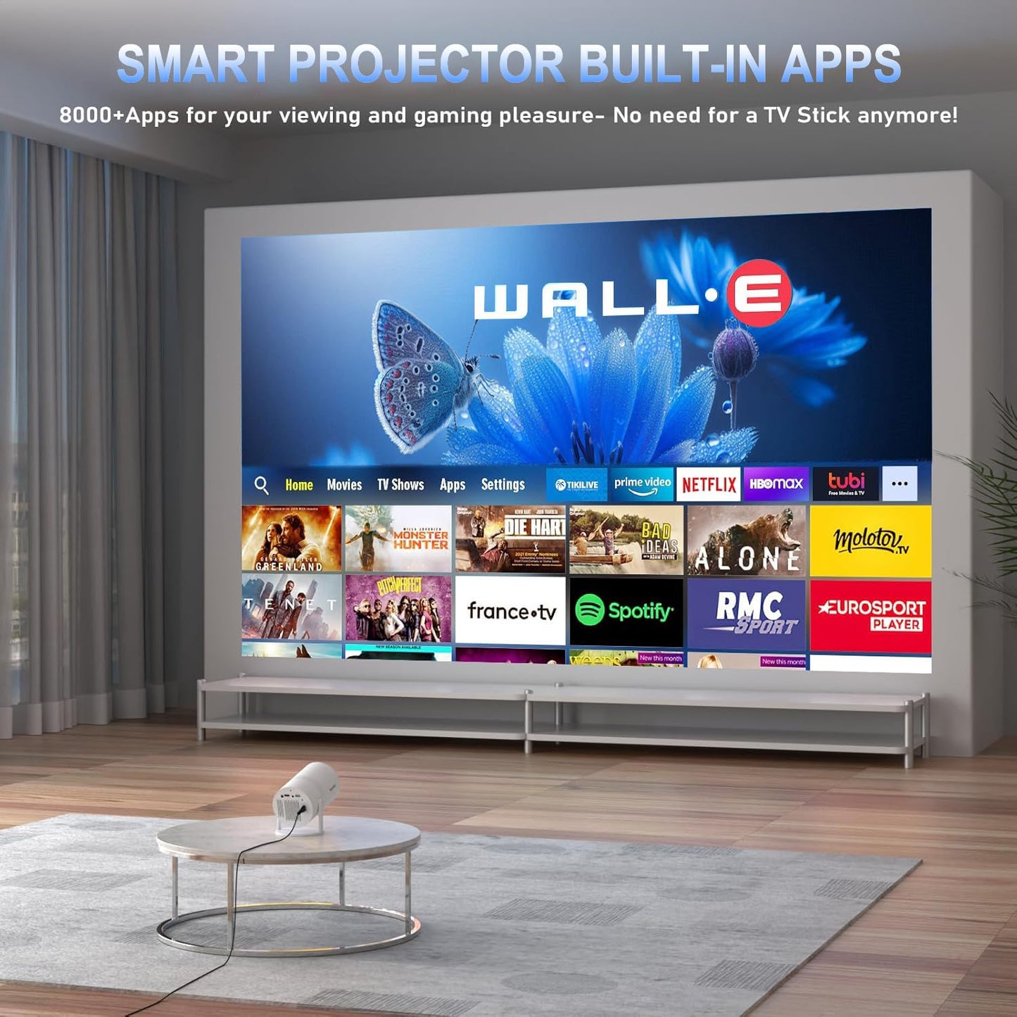Mini Portable Projector 4K WiFi 6 BT 5.2 Upgraded Portable Projector Full HD Supported for Phone /PC /TV /HDMI /PS5 /Laptop Auto Keystone Home Theater 180° Rotation [Built-in App]