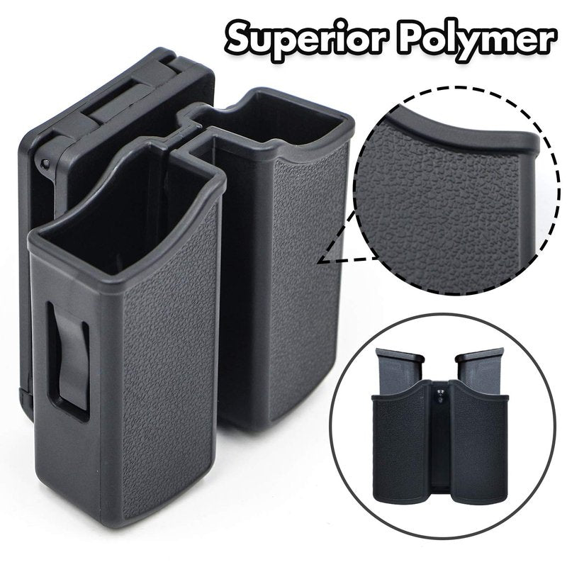 RioRand Magazine Pouch Double Magazine Holster Universal 9mm .40 Caliber Stack with 1.5-2 Inches Belt Clip Compatible with Most Pistol Clips