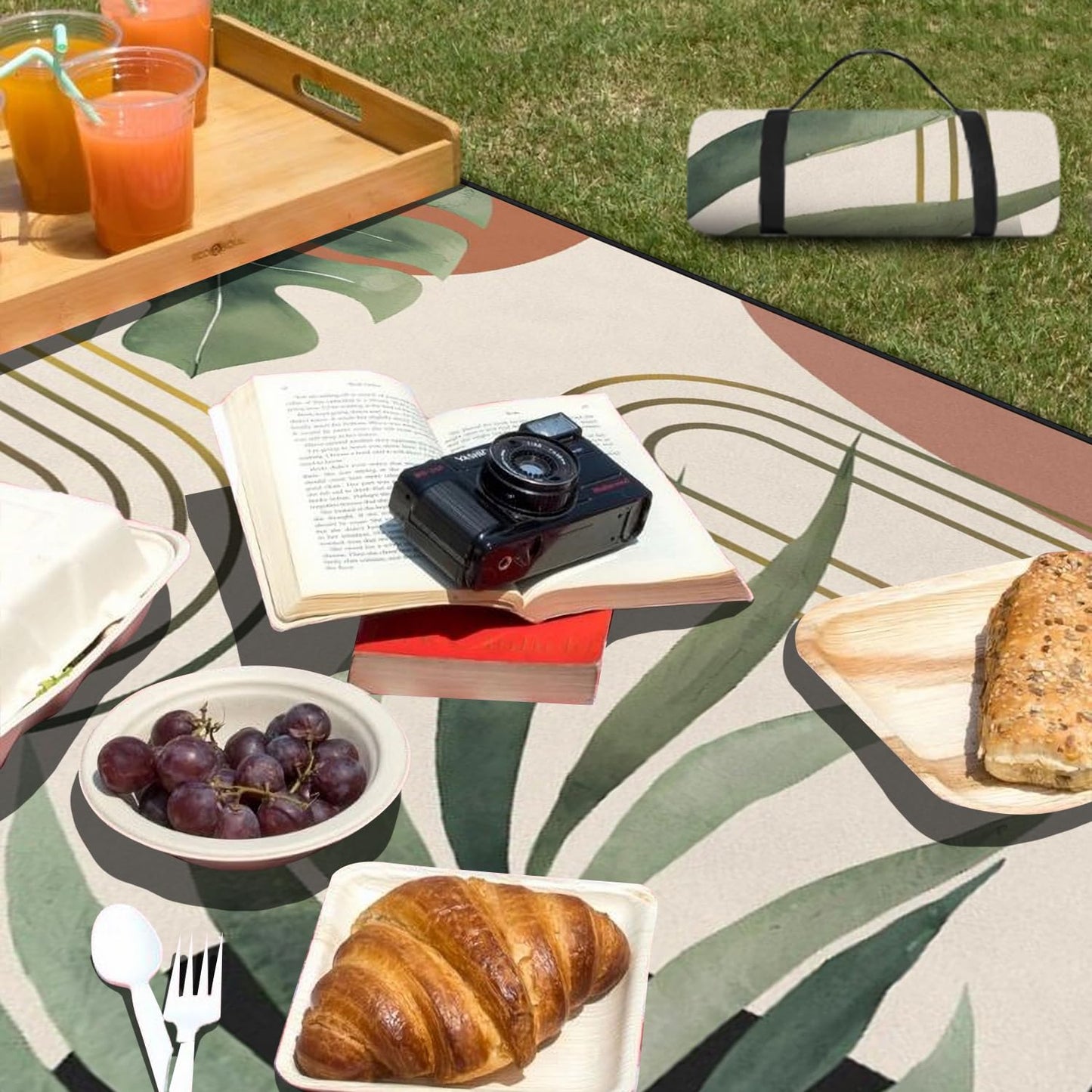QXWREL Extra Large Picnic Outdoor Blanket Waterproof and Sandproof Picnic Mat for Beach Foldable Camping Accessories for Grass Lawn Park