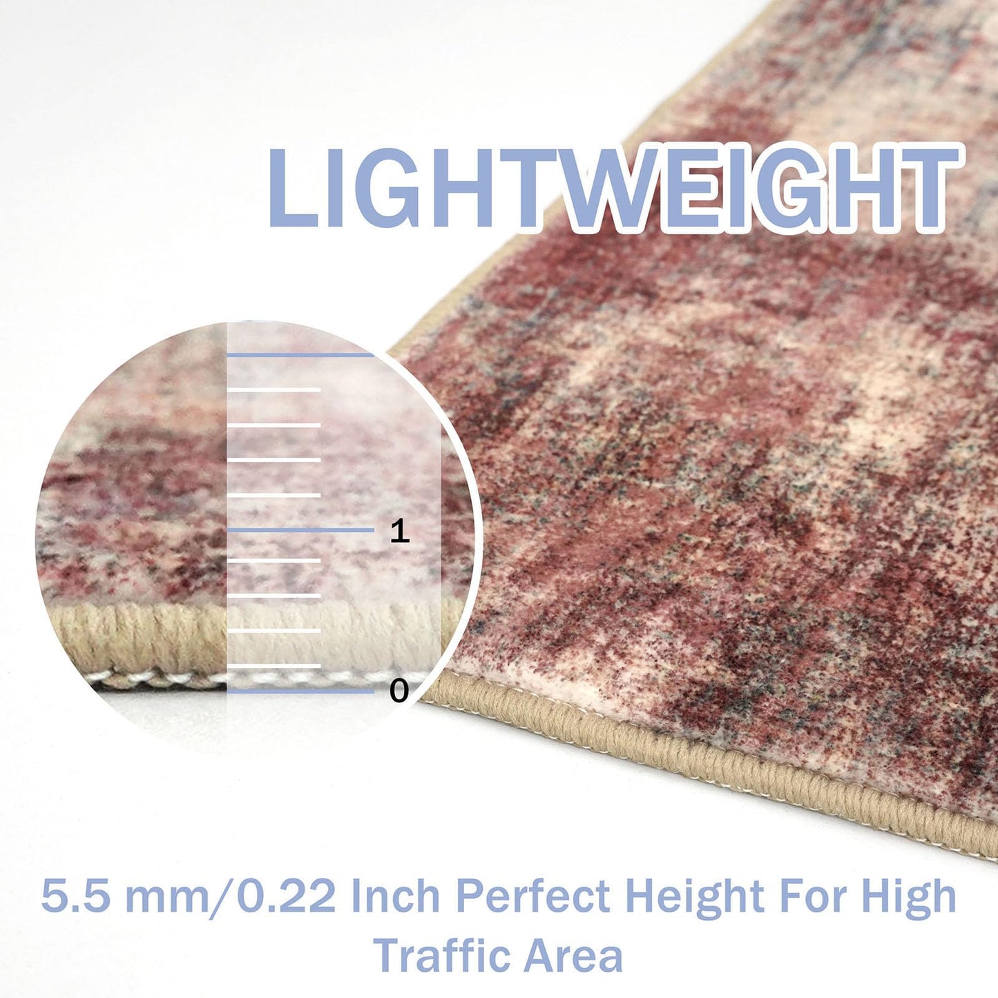 IOHOUZE Abstract Area Rugs 6x9 Ft Washable Rugs for Living Room, Non Slip Dining Room Rug, Printed Faux Wool Rugs for Bedroom, Floor Carpet for Office Nursery Playroom, Red/Multi
