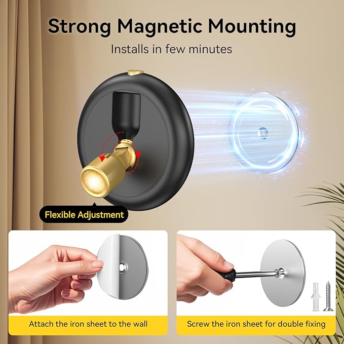 Rechargeable Battery LED Spotlight Indoor: Wireless Mini Art Accent Spot Lights with Timer Remote - Small Dimmable Uplight for Plants Display Painting Dartboard Artwork Portrait Closet (1 pack-black)