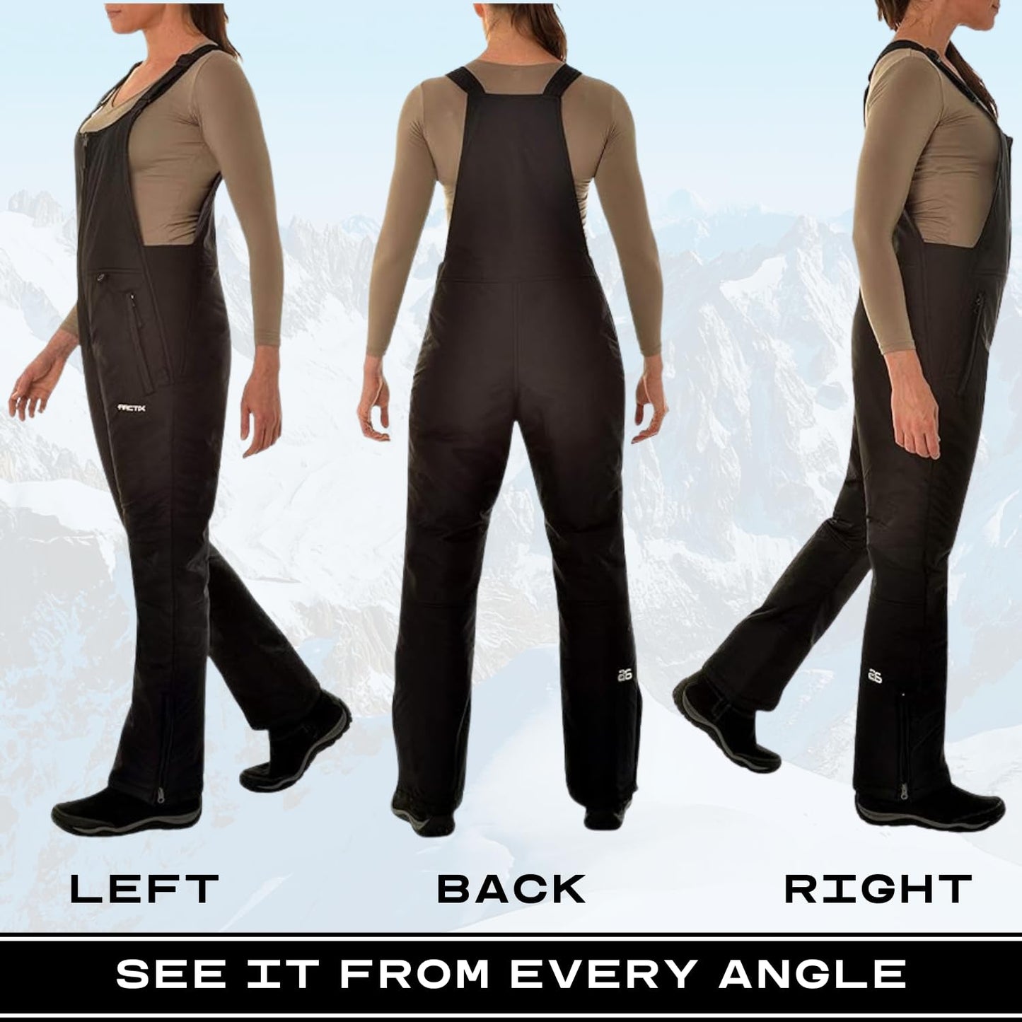 Arctix Women's Essential Insulated Bib Overalls, Black, X-Small